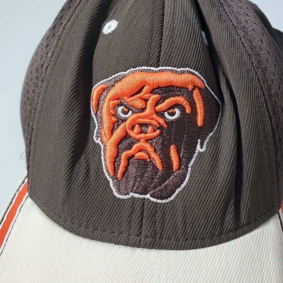 Cleveland Browns Reebok Hat Men Adjustable Bulldog Logo Cream Brown NFL Fan - Picture 6 of 10